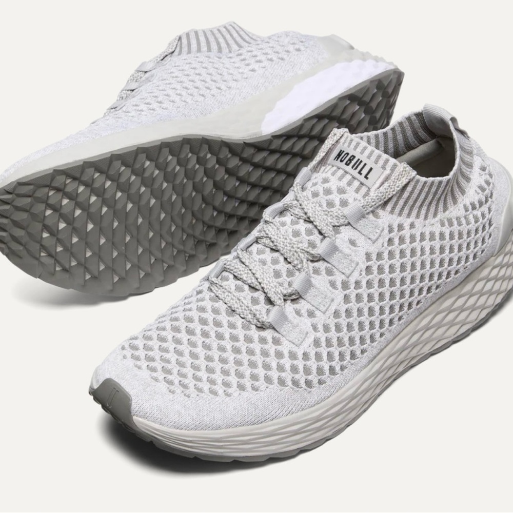 NOBULL White and Gray Knit Sneakers